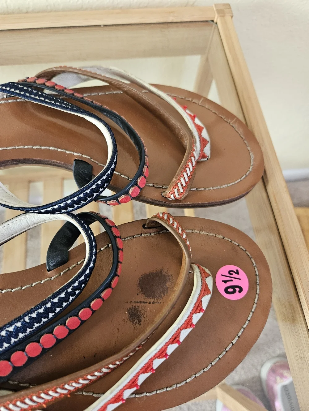 Tory Burch Pato Embroidered sandals. Sz 9.5